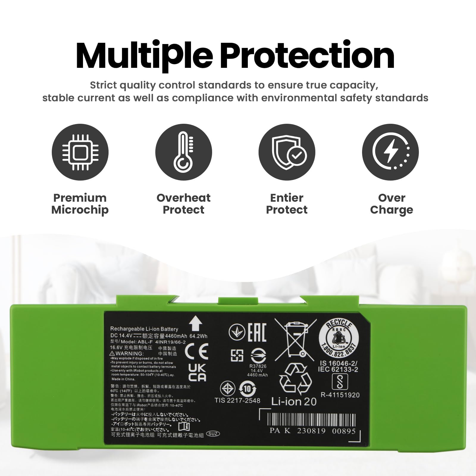 ABL-F Batterie Compatible with iRobot Roomba i6 i4 Plus i4+ i3 i3+ 3150 i3152 e5 e6 J9+ i8 i8+ i8550 J7 J7+ J7 Plus J7550 J7150 i7 i7+ i7158 i7550 i755020 i7156 i7556 i7558 Series Vacuum Cleaner