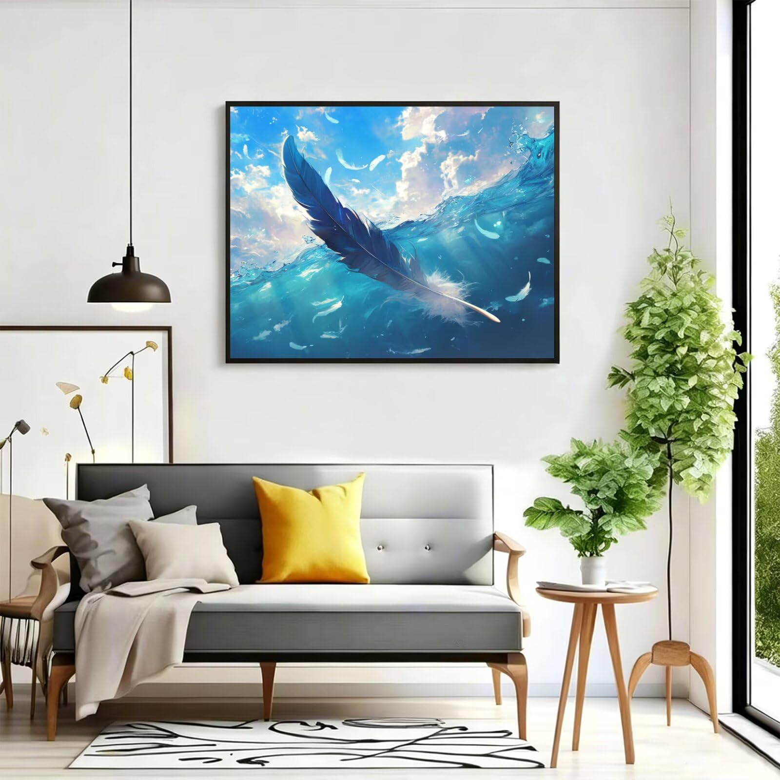 Pintar por Numeros pluma Pinturas Acrilicas paisaje Pintura por Numeros Adultos Lienzos para Pintar, Pintura Acrilica Manualidades, Decoración para Hogar, Regalos Cumpleaños, 90x120cm Sin Marco, q-934