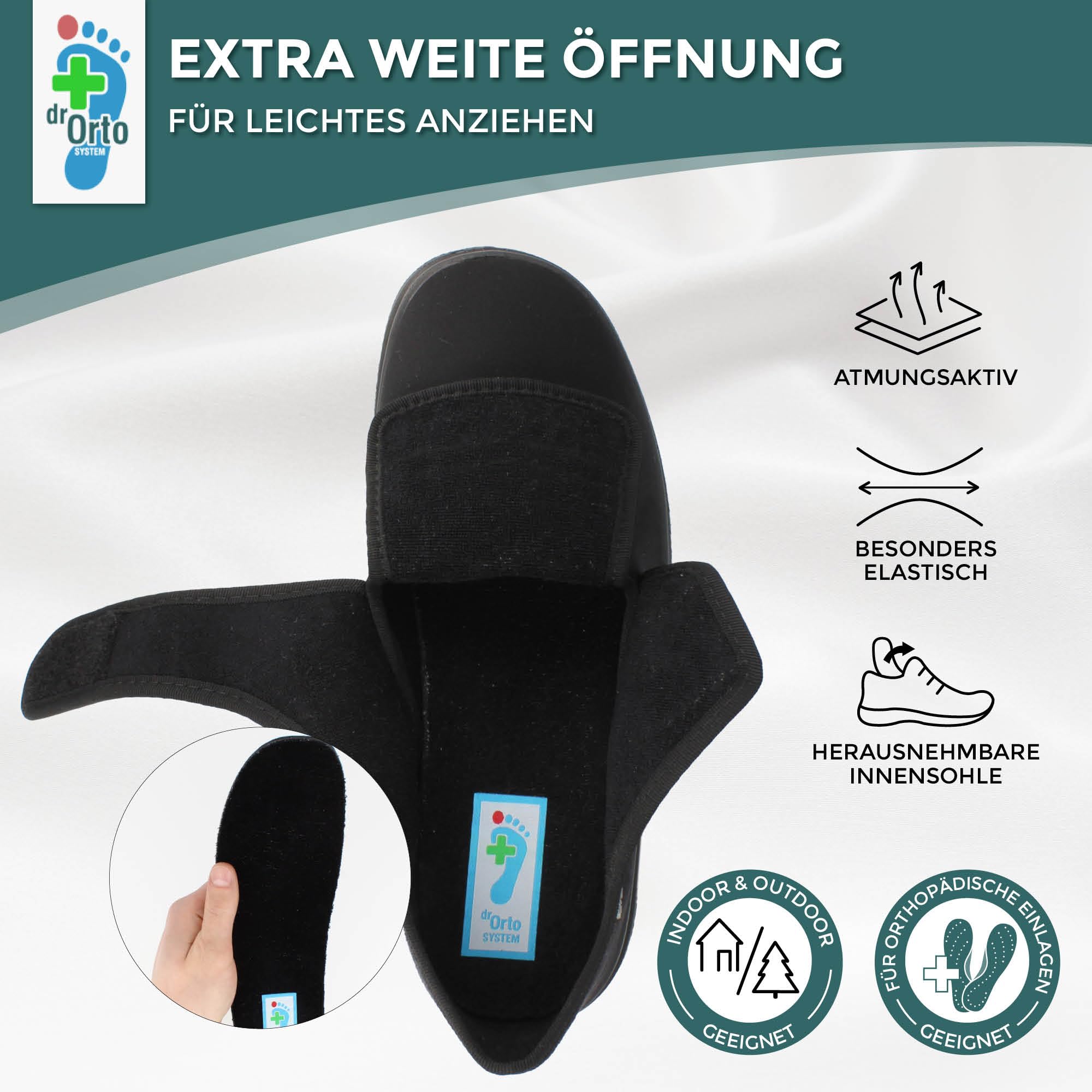 Dr Orto® Orthopädische Schuhe Damen und Herren | geeignet für Hallux Valgus - Einlagen - Breite Füße - Diabetiker Schuhe - Gesundheitsschuhe | Klettverschluss verstellbar | sehr flexibles Obermaterial