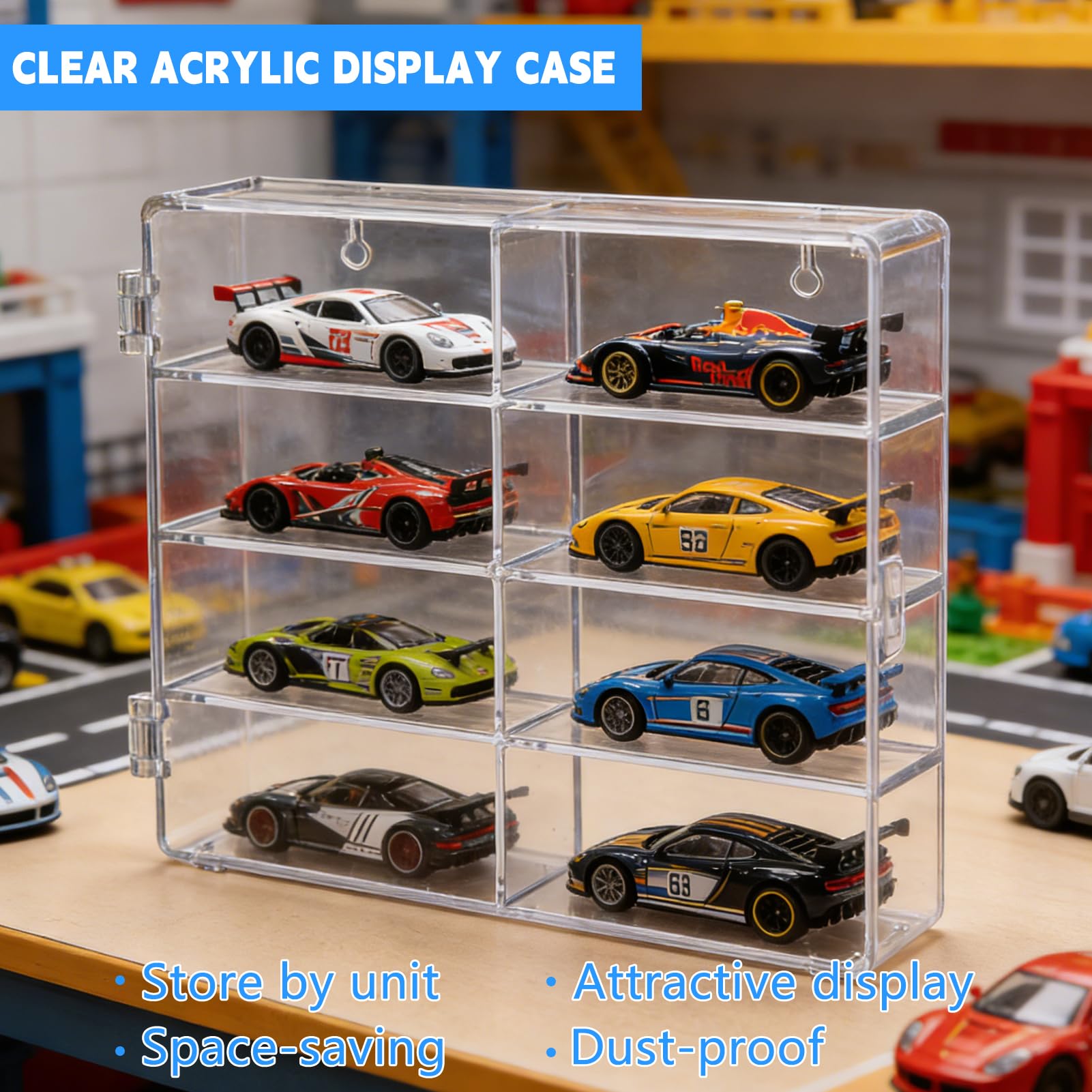 6 pcs Display Case for 1/64 Scale Toy Cars Hot Wheels Matchbox