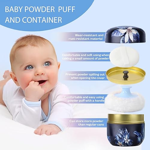 Miniatura 3 de Soplo de polvo corporal y recipiente, contenedor de polvo corporal vacío portátil de 3.15 pulgadas para polvo suelto para mujeres bebés, caja de