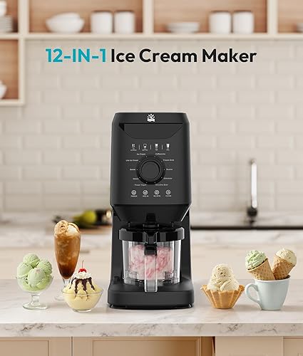 Miniatura 9 de Máquina automática para hacer helados, máquina de helados 12 en 1 con 2 recipientes de pinta y tapas, 2-5 minutos de gelato casero, sorbete y yogur