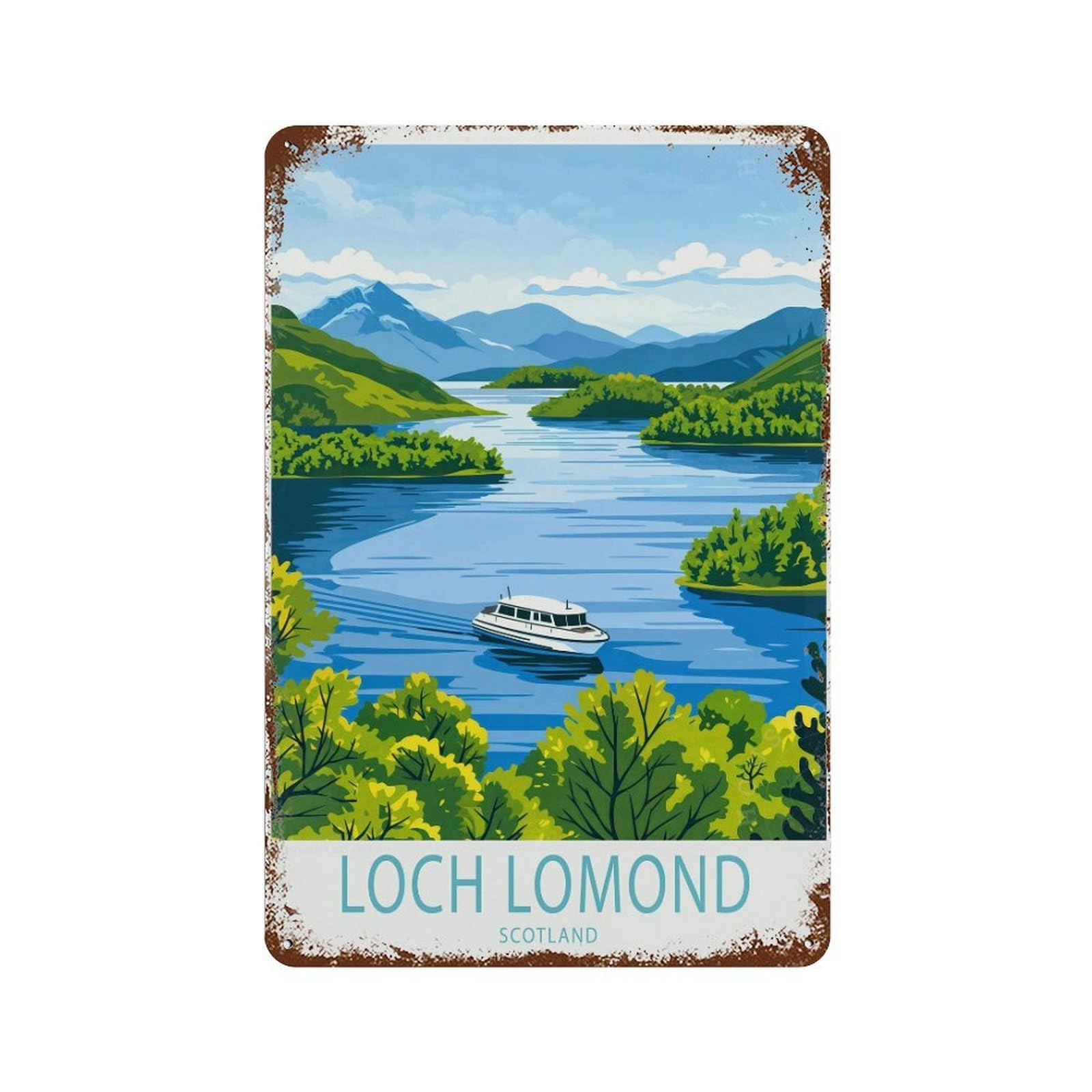 xiaoxiaoshen Loch Lomond Travel Scotland Birthday Present, Gifts Wall Decor Art Metal Tin Poster Modern Home Decor Art Home Bar Shop Decorations Vintage Sign 30x20cm