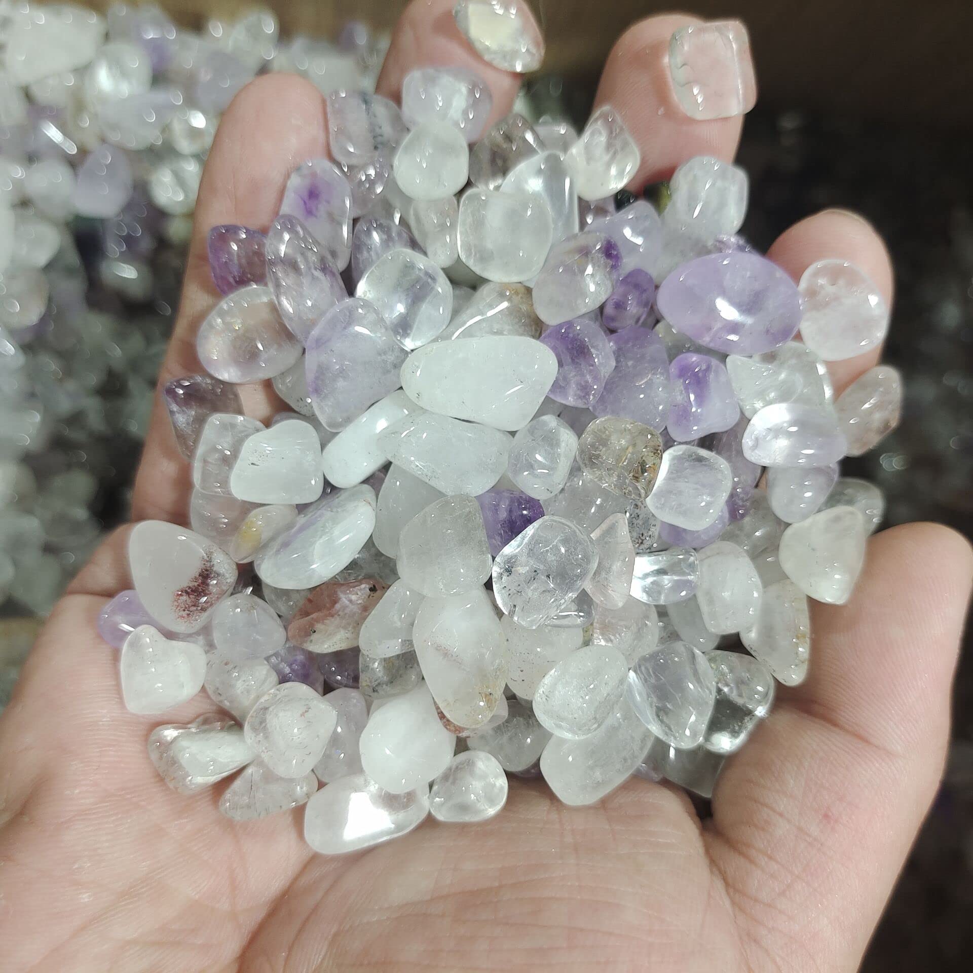 Guijarros Piedras Grava para peceras Decoraciones, Piedra triturada de Siete Cristales Duobao de Reiki for Acuario, decoración de jardín, 100 g