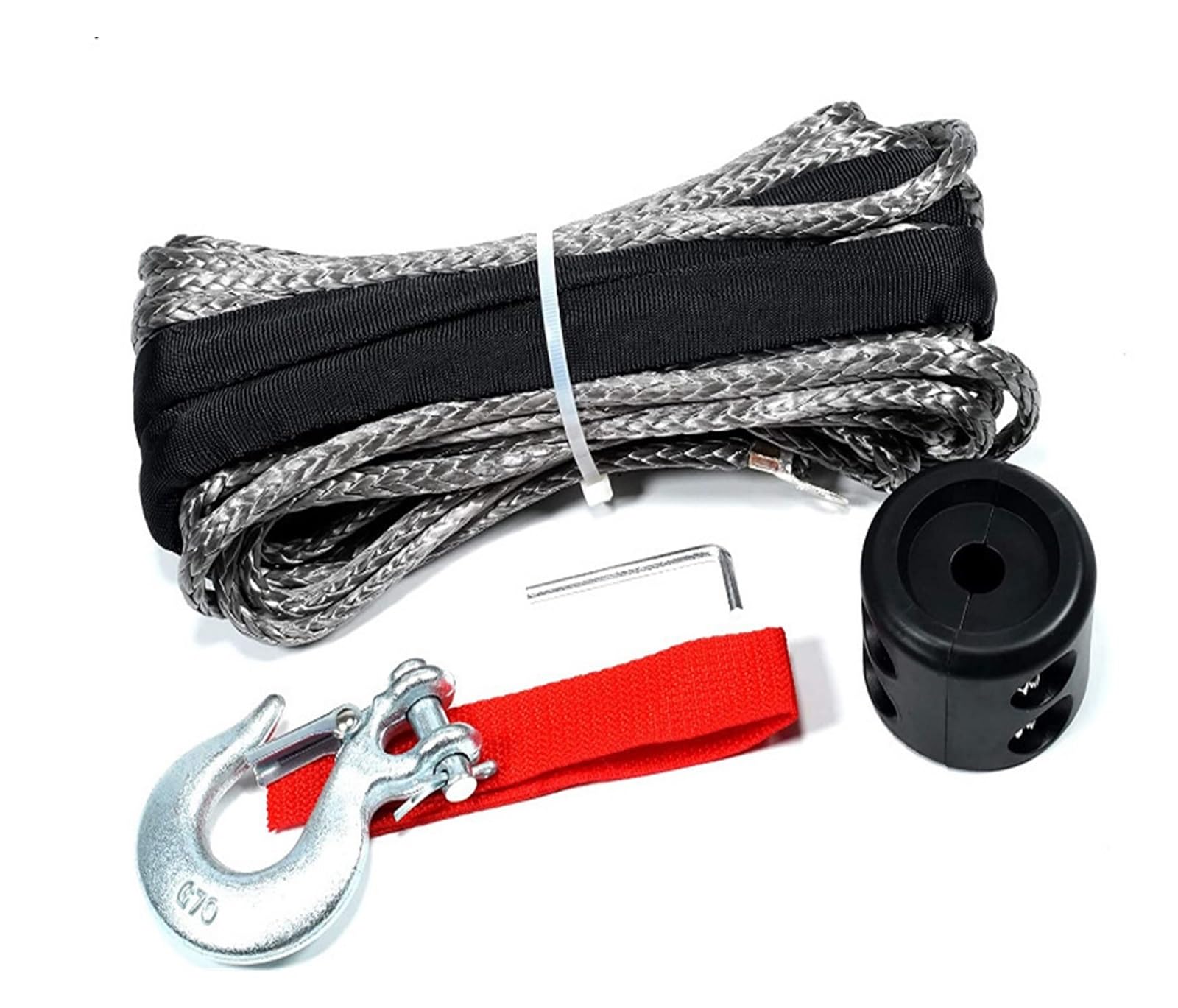 Winch Rope, Winch Rope Tow Strap,7000LBs Line Cable Winches Towing Hook Stopper Rubber for ATV SUV UTV Truck Offroad Accessories(4.8mm)
