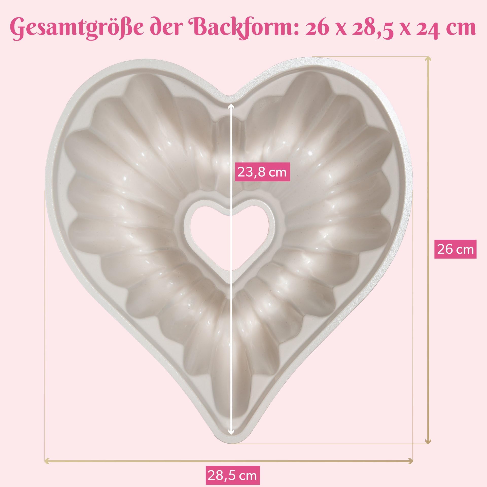 Paris Hilton – Kuchenform aus Aluminiumguss mit keramischer Antihaft-Beschichtung – Gleichmäßige Backergebnisse, 26x285x10mm, Herzform, Spülmaschinenfest