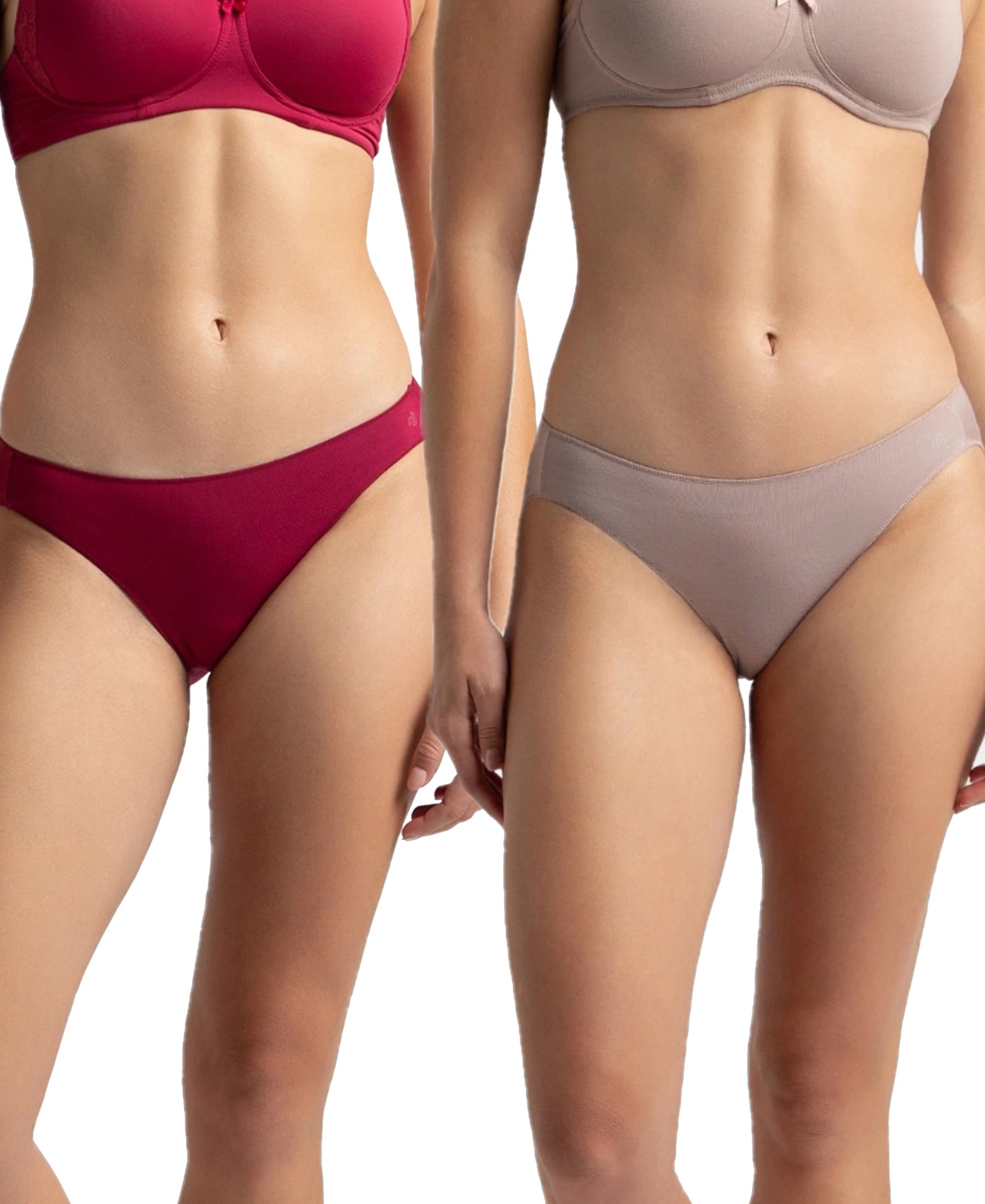 1803 Women's Medium Coverage Micro Modal Elastane Stretch Bikini with Concealed Waistband and StayFresh Treatment (Pack of 2)_ Mocha & Anemone_XXL