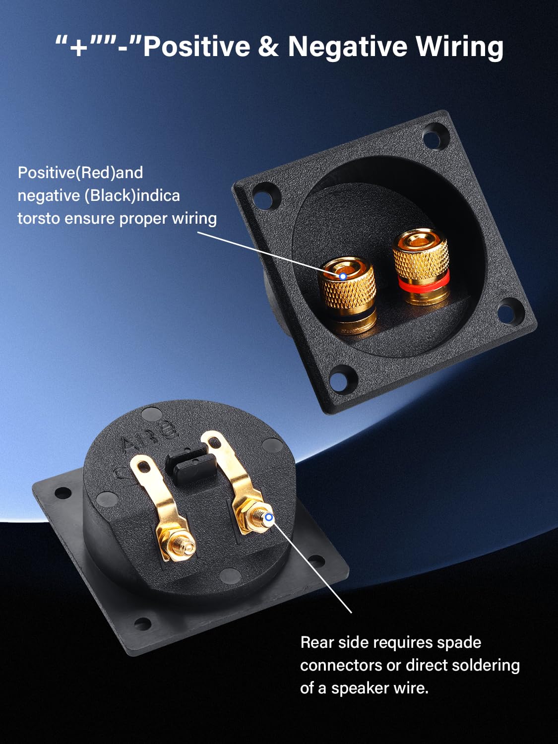 PNGKNYOCN Speaker Junction Box Terminal, 57X57mm 2 Way Binding Post Subwoofer Box Terminal for Car/Home Audio DIY2 Pack - Image 2