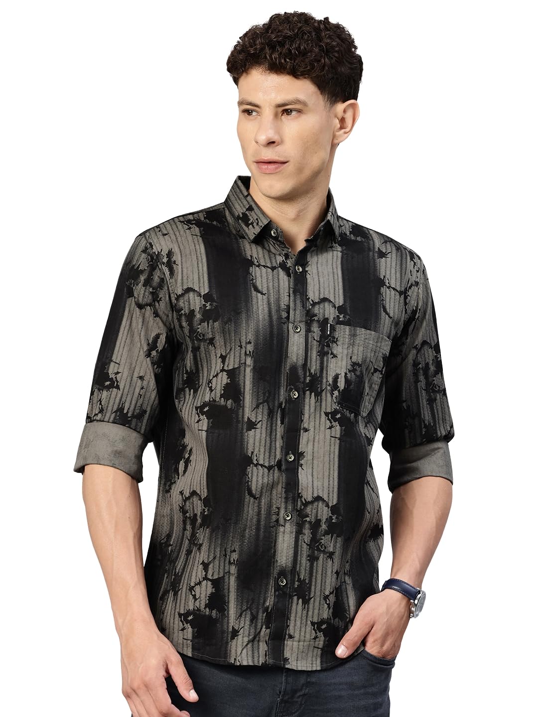 majestic man Men's Slim Fit Abstract Printed Casual Shirt | Full Sleeves Roll-Up | Premium Pure Cotton | Stylish Party & Casual Wear-picture-26