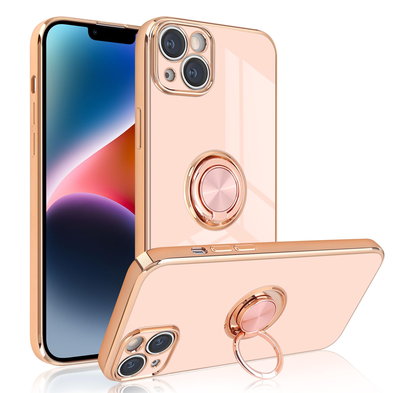 Custodia Newseego Per IPhone 14 Plus Con Anello Magnetico 360° E Supporto Auto - Cover In Silicone Paraurti, Protezione Completa, Nero - 5
