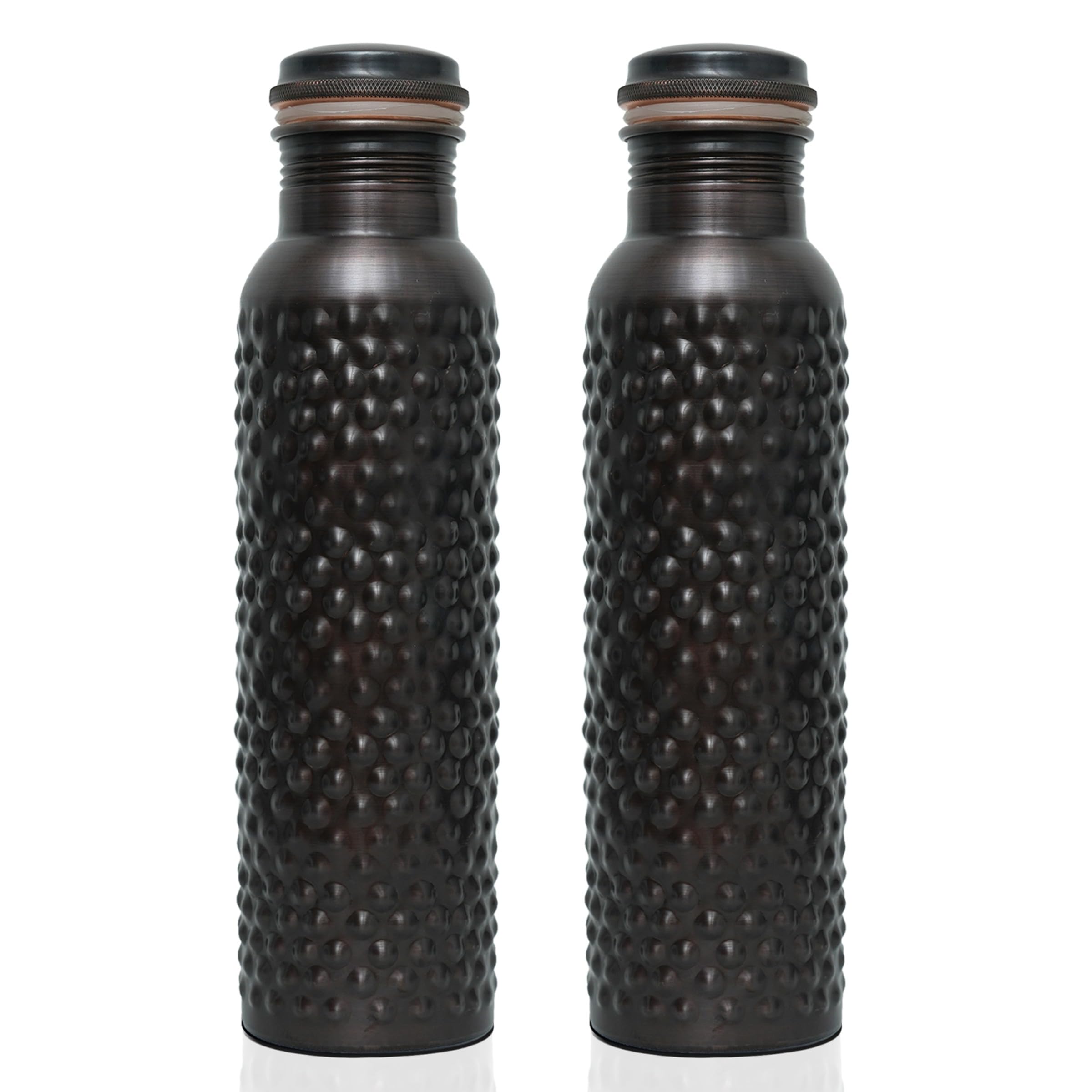 34 Oz Pure Copper Bottle With Ayurvedic Benefits Copper Water Bottle With Carry Bag For Drinking, Leak Proof Lid Large Handcrafted Copper Vessel For Travel Gym Office Hiking Outdoor Yoga - Set of 2 โ image 1