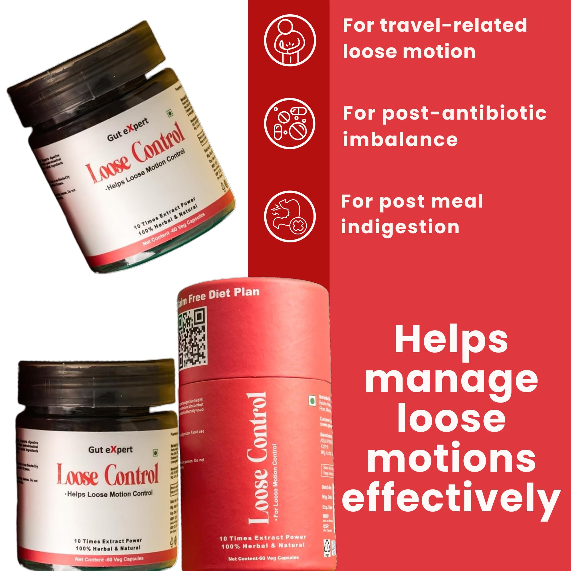 Loose Control | Ayurvedic Natural Ingredients | 10X extract power | Capsule Form For Convenience | Supports Digestive Health & Reduces Diarrhea | Helps With Ibs, Stomach Discomfort - 60 Capsules — Amazon image 5