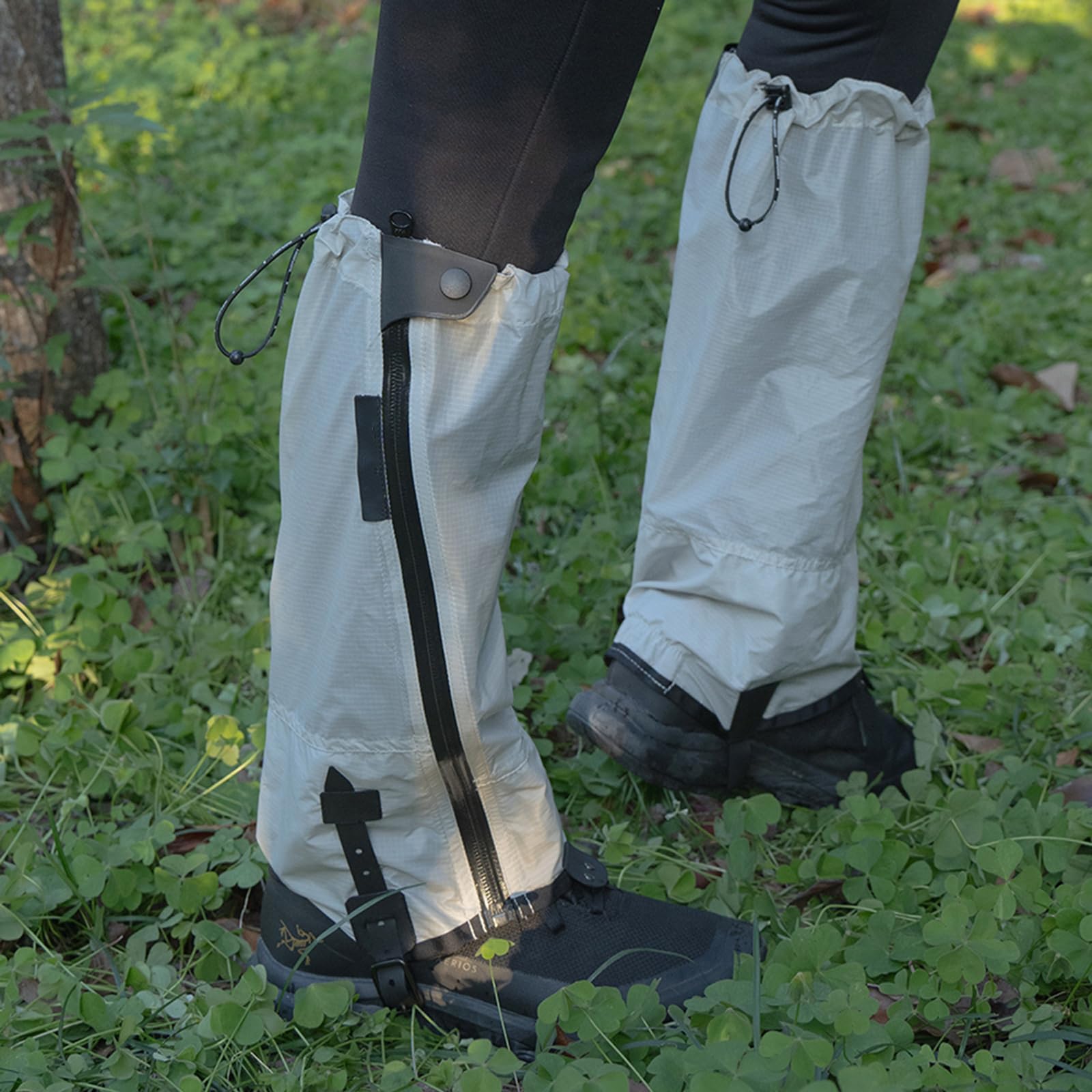 Guêtres de neige respirantes avec revêtement en silicone pour hommes et femmes Couverture complète du mollet et verrouillage sécurisé de la chaussure Fermeture éclair Jambe longue jambe réglable