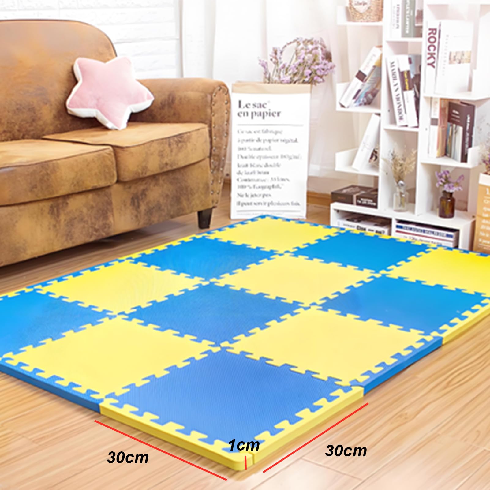 Bodenschutzmatte 1 cm Dicke Bodenmatte Profi-Set 30x30x1,0 cm Kompaktmatten EVA Sportmatte Rutschfest Fitnessmatte Pool Unterlage Sport Matten