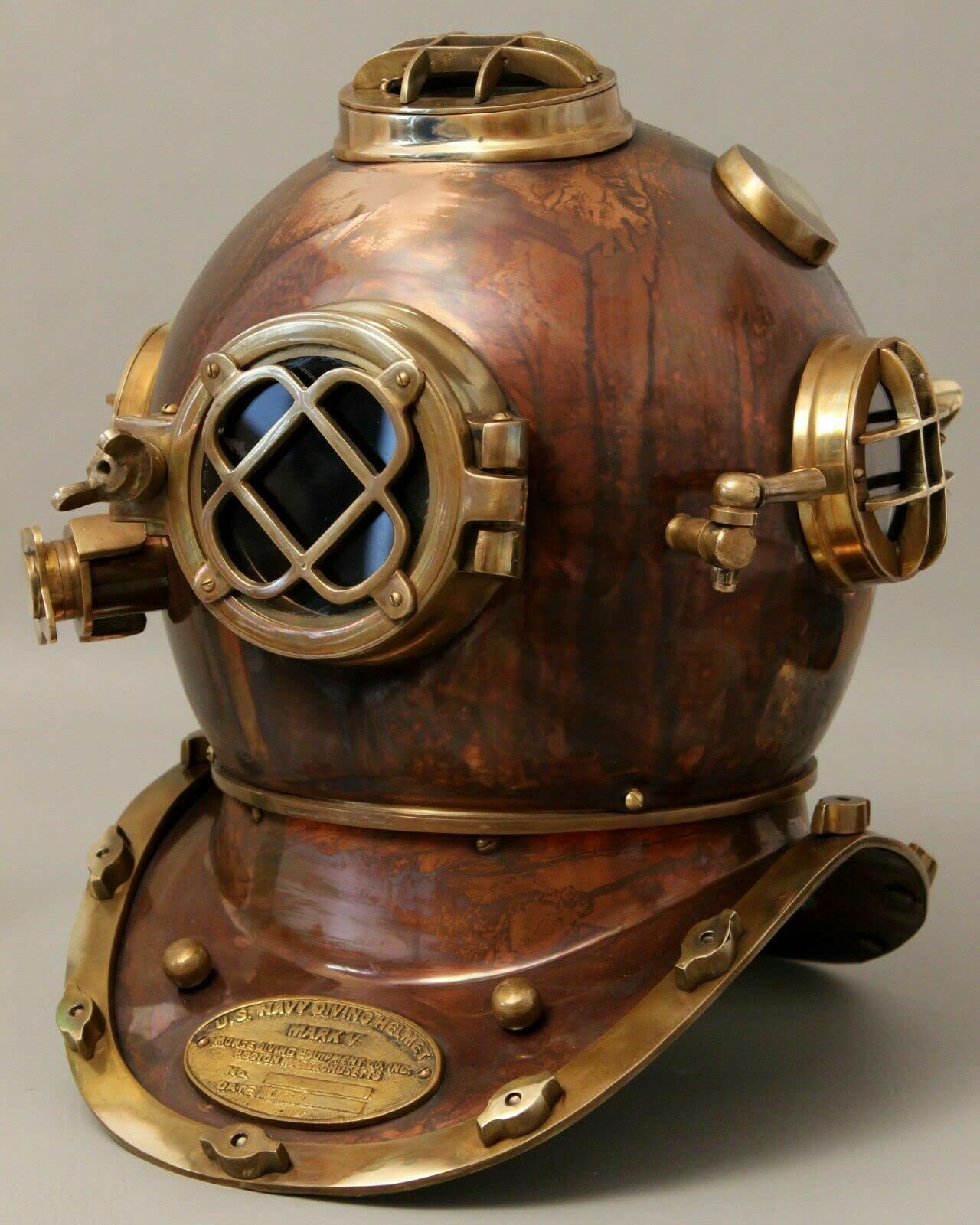 Casco de buceo antiguo Mark V Boston de la Marina de los Estados Unidos, casco de buceo antiguo