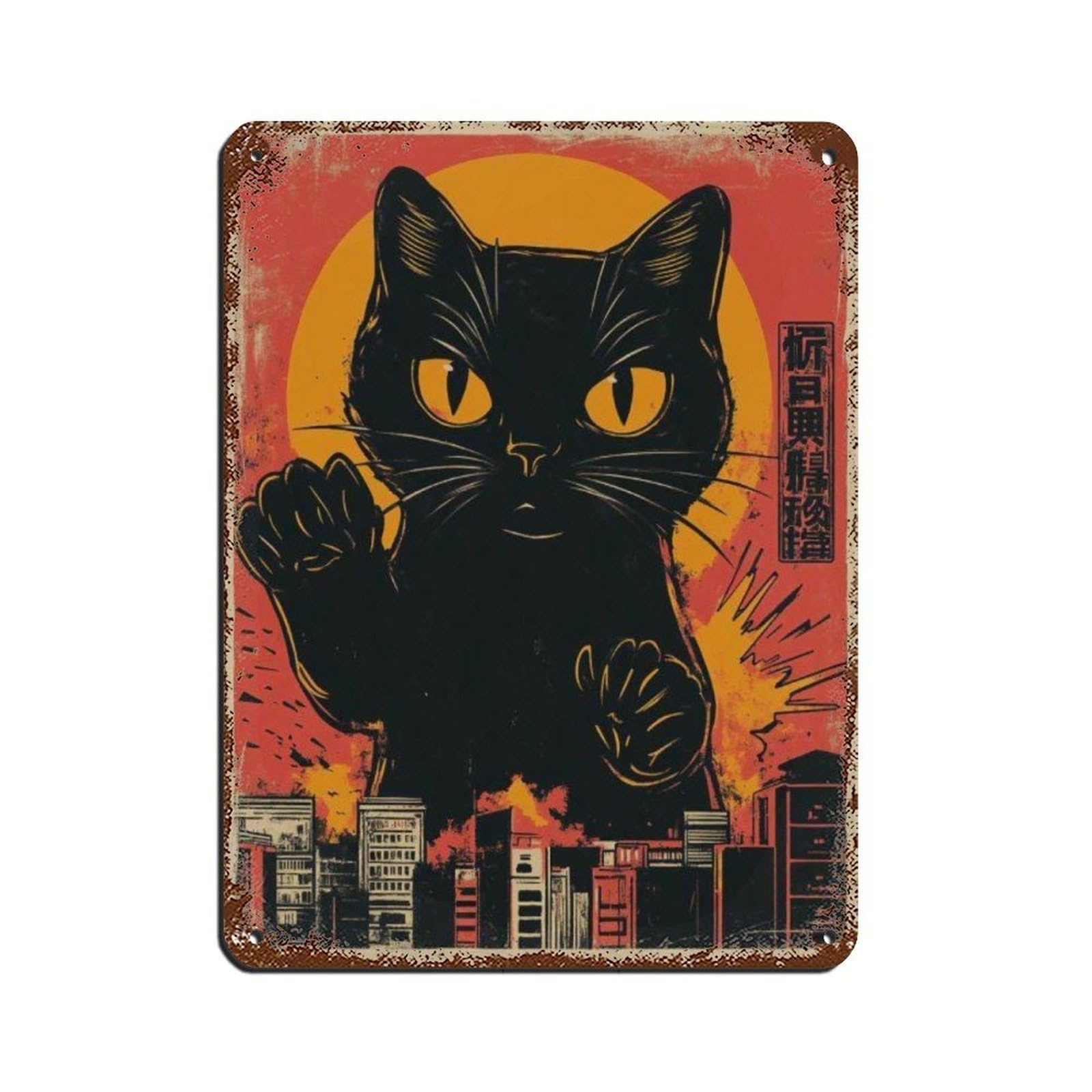 Retro Kattenkunst Poster Retro Poster Metal Tin Sign Chic Art Retro Iron Painting Bar People Cave Cafe Family Garage Poster Wall Decoration 12x16inch(30x40cm)