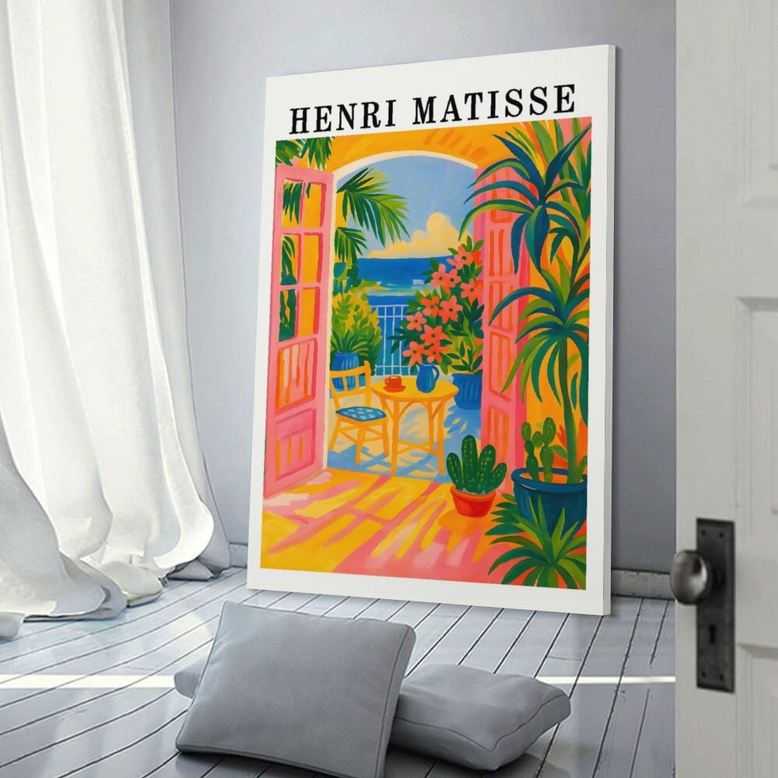 Junmoney Canvas Wall Picture Henri Matisse Open Window Painting, 20x30inch(50x75cm), for Office, Study Or Home Workspace, Canvas Wall Decor for Creative Rooms