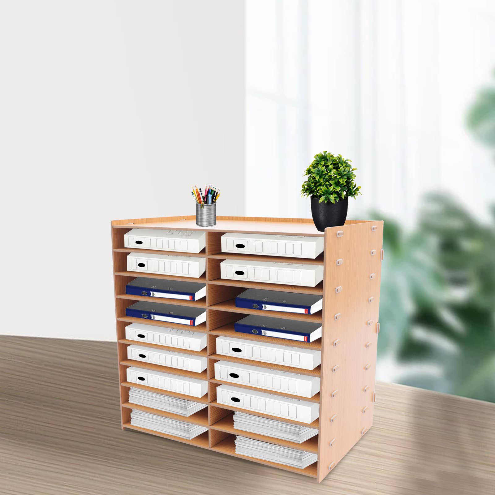Portalettere in legno, organizer da scrivania, organizer per documenti, File Literature Organize, stile versatile, anello in gomma, per la maggior parte delle occasioni, come ad esempio studio, casa