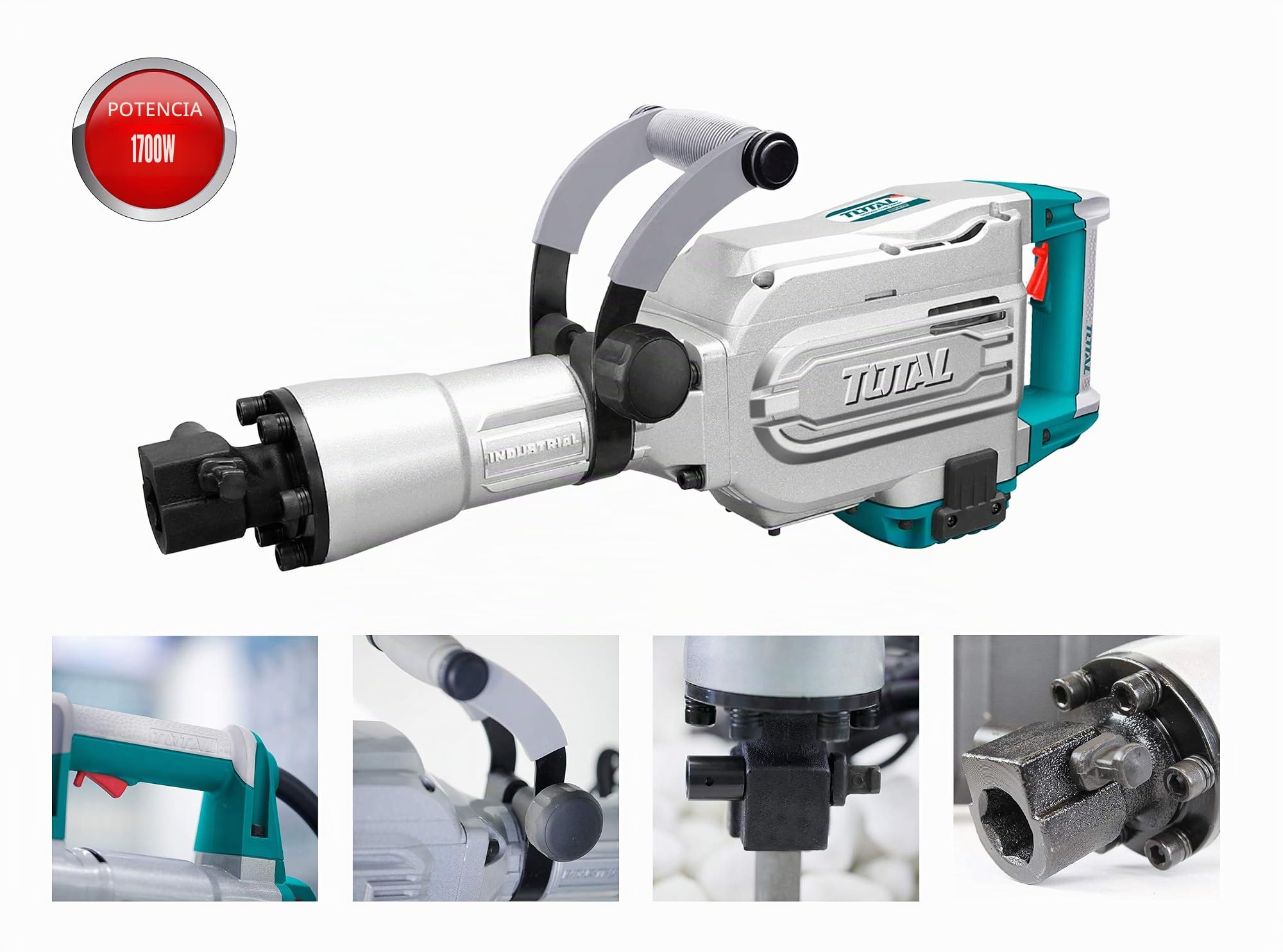 TOTAL - Martillo demoledor 1700W 50J, SDS Hex, 1400bpm