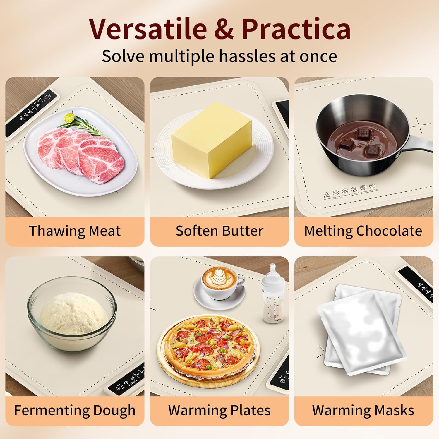 Warming Mat for Food - Electric Silicone Food Warming Tray for Buffet, Rollable Food Warmer Mat for Countertop, Fast Heating Mat with Timer and 4 Heat Levels, Portable Heating Pad for Parties Family