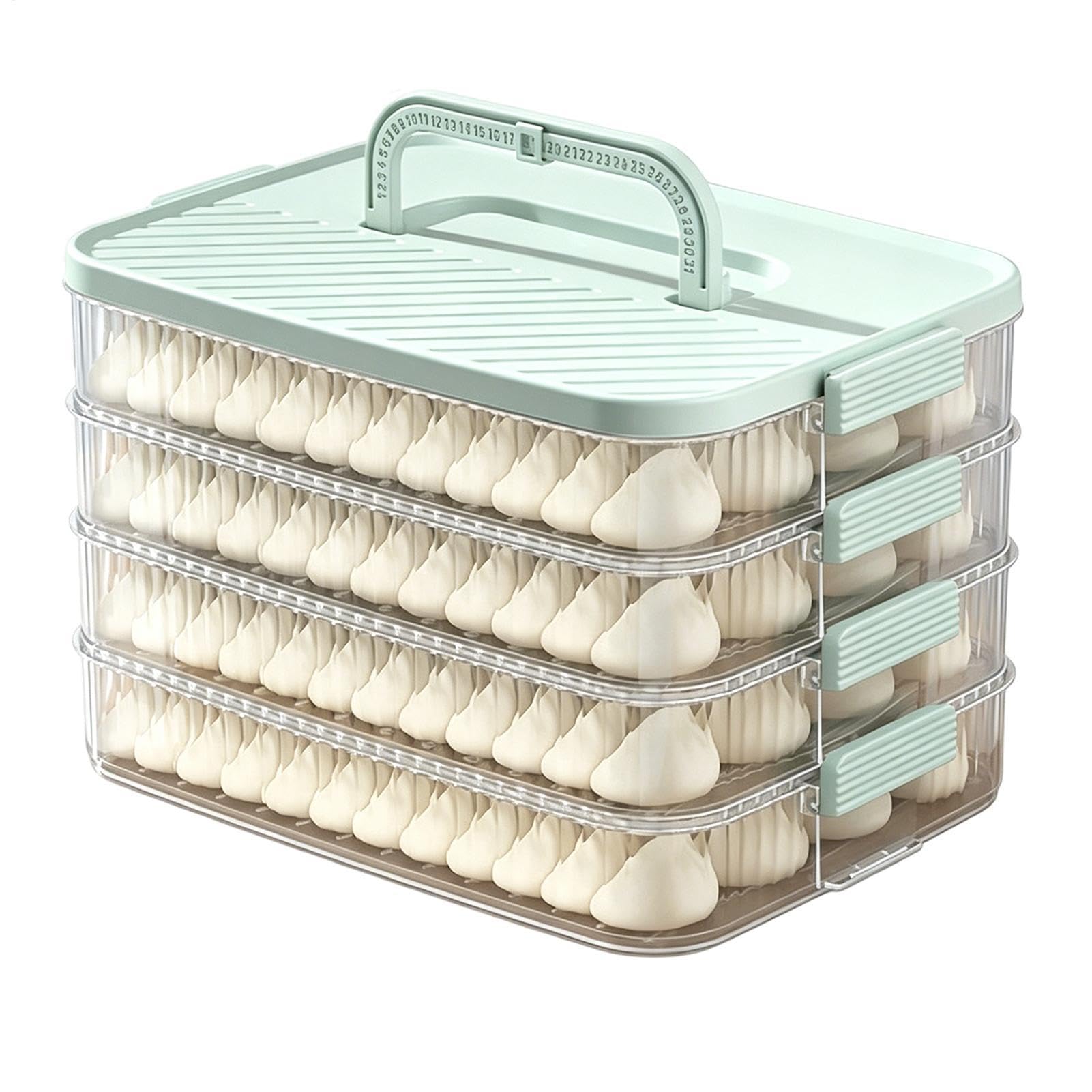 Cookie Storage Container - 4 Tier Stackable Food Storage Containers | Stackable Fresh-Keeping Food Box With Handle | For Home Kitchen Dining Room Picnic Camping Apartment Dumplings Biscuits Cheese