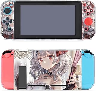 Switch保護カバー VTuber 沙花叉クロヱ Switch対応カバー Switchゲーム機保護ケース 保護カバー ゲーム機 兼用ケース 分体式設計 着脱簡単 ドック対応 スイッチ用カバー 全面保護 PC材質 耐衝撃 指紋/傷防止 スタンド機能 手触り良い 互換性がある