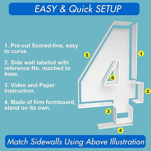 Miniatura 2 de Marco de globo de mosaico de 3pies con número 4, kit precortado con números iluminados, tablero de espuma gruesa, decoración para cumpleaños