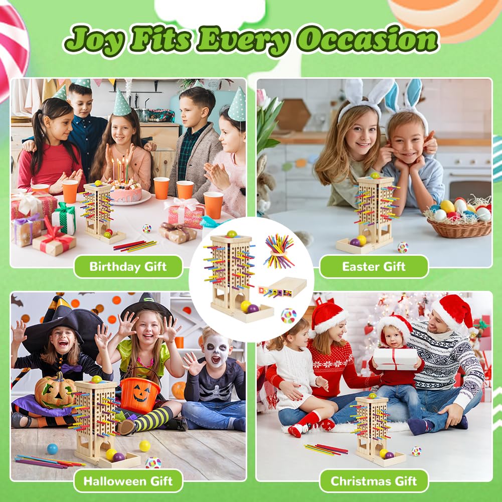 Ainiv Juegos de Mesa Montessori, 3 in 1 Juguetes Educativos Niños con 40 Palitos Colores y 1 Dados, Juegos Divertidos para La Familia, Juguete Motricidad Fina para Niños 3, 4, 5, 6 Años