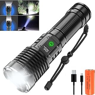 WINDFIRE Torches LED Super Bright,Powerful LED Torch Rechargeable 30000 Lumens XHP70.2 Tactical Flashlight,5 Light Modes,Waterproof Zoomable USB Hand Torch for Walking Camping Emergency Gifts (M)