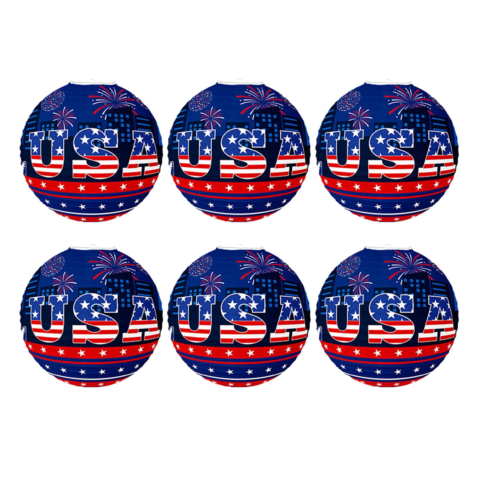 Hsioluted 6pcs Independence Day Paper Lamp Holiday Decorations String Light Decors for Plenty of Family Package