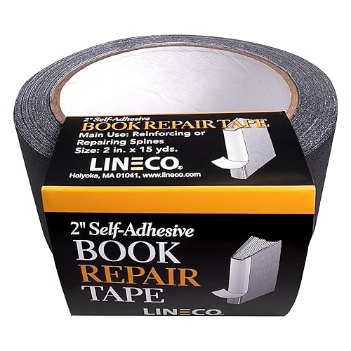 Lineco, Cinta de reparación de libros autoadhesiva para columna vertebral, folletos, páginas de papel, no amarillea, fuerte, pH neutro, 2 pulgadas