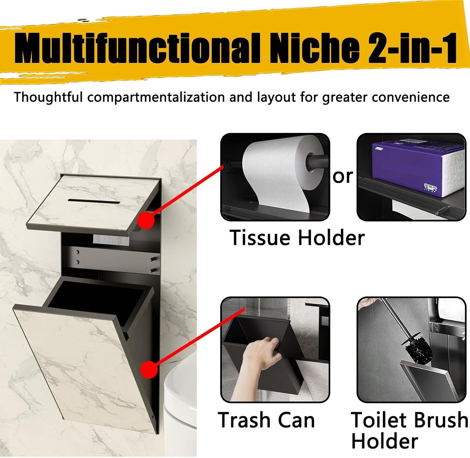 Push Switch Trash Can Cabinet with Dispense, Tile-Ready