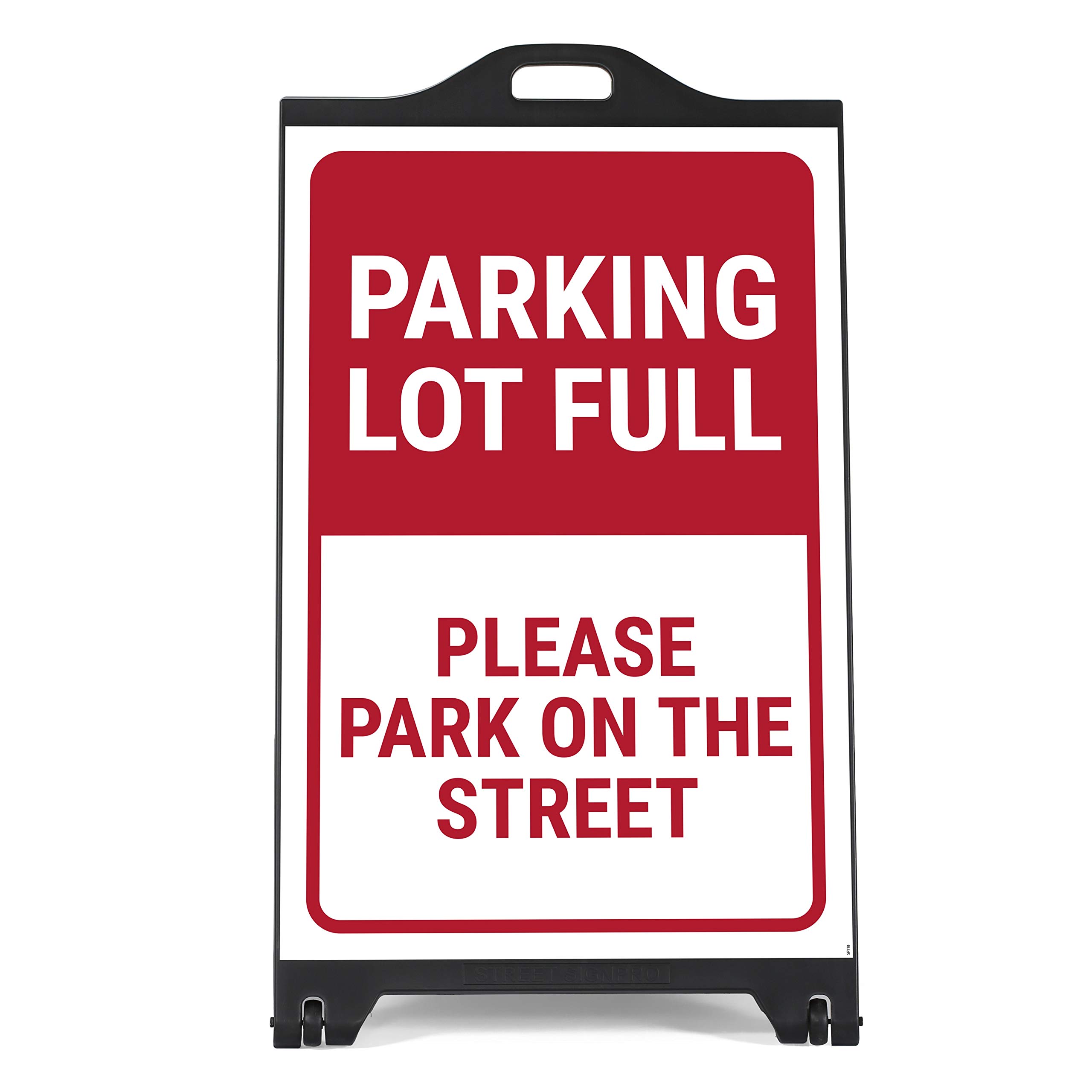 M&T Displays Black Street SignPro Board, płyta chodnikowa, odporna na warunki atmosferyczne, z 2 naklejkami 61 x 91,4 cm, laminat, matowa, antyrefleksyjna, parkingowa, składana,