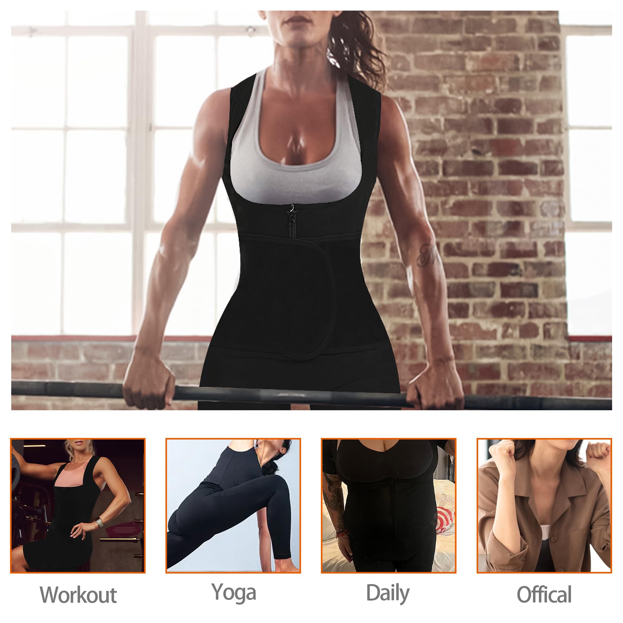 LMCOB Trajes de sauna para mujer de cuerpo completo, chaleco de entrenamiento de cintura, trajes de sudor, trajes de sauna, adelgazante