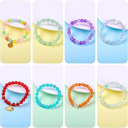 Miniatura 5 de JHYlilia 400 cuentas de vidrio de 0.394 pulgadas para kit de fabricación de joyas, cuentas de vidrio agrietadas redondas de cristal sueltas para