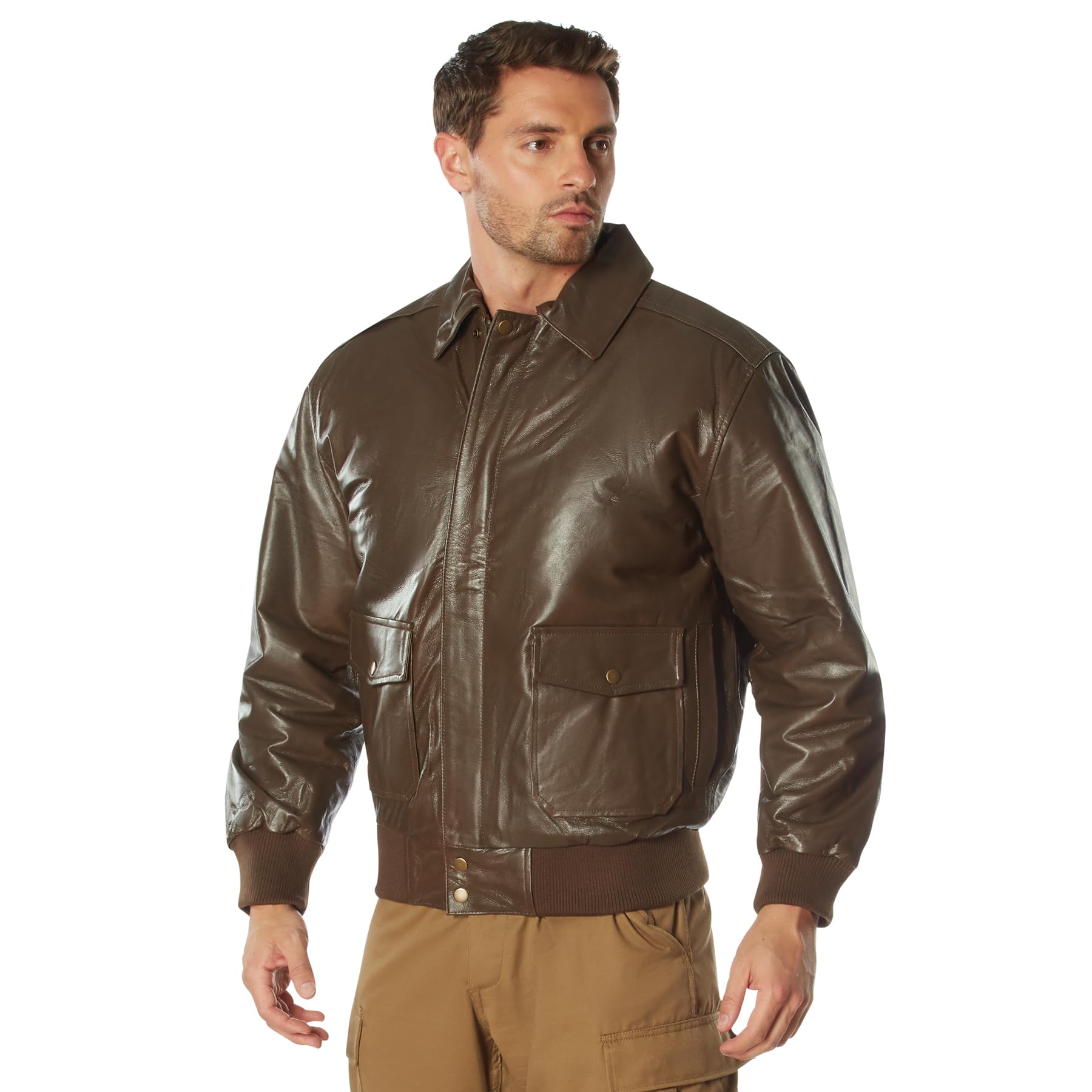 Classic A-2 Leather Flight Jacket, Brown - XL