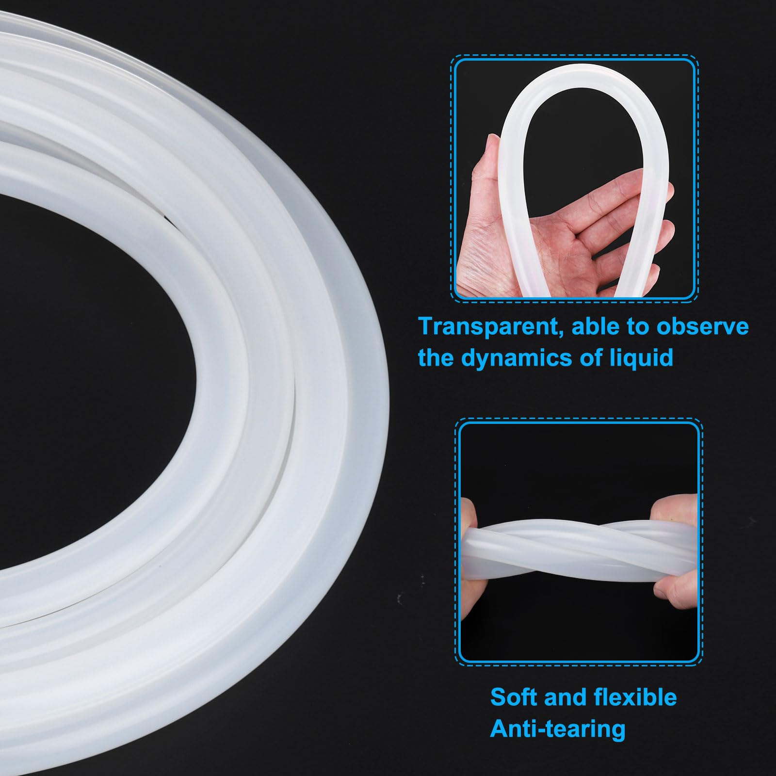 PATIKIL Tubo Silicone 1/2" Id x 3/4" Od, 1 Rotolo 19.7ft Tubo Flessibile Silicone Puro Alto Tubo Flessibile Trasparente per Trasferimento Acqua Aria Liquidi Produzione Birra Fatta Casa