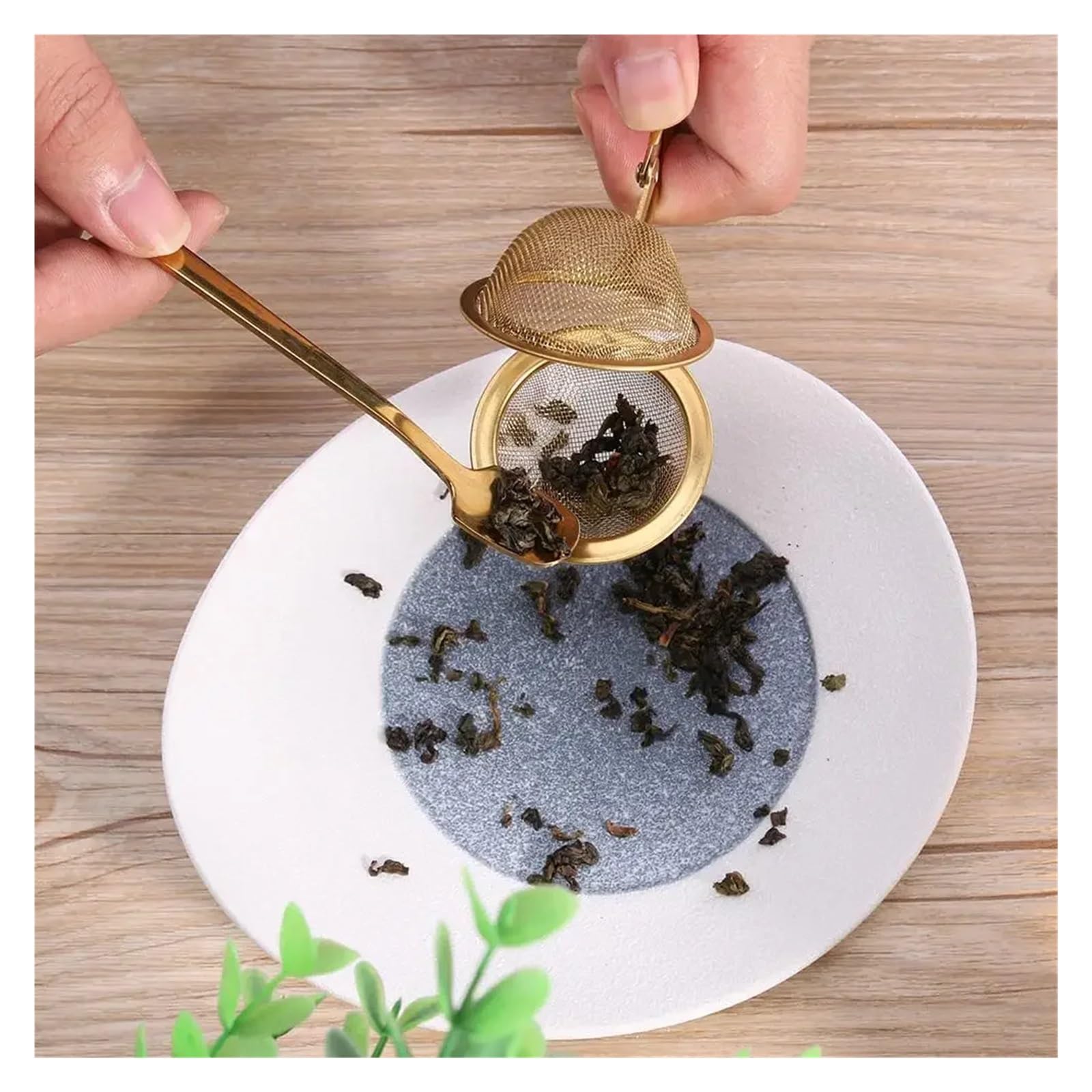 Edelstahl Teesieb Gold Edelstahl Tee-ei Kugel Mesh Sieb Herb Spice Filter Kreative Griff Löffel(10PCS)