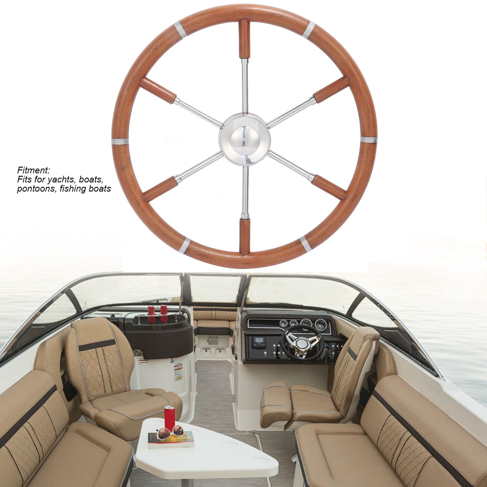 14 Inch Genuine Leather Boat Wheel SeaLux Marine 14 Inch Genuine ...