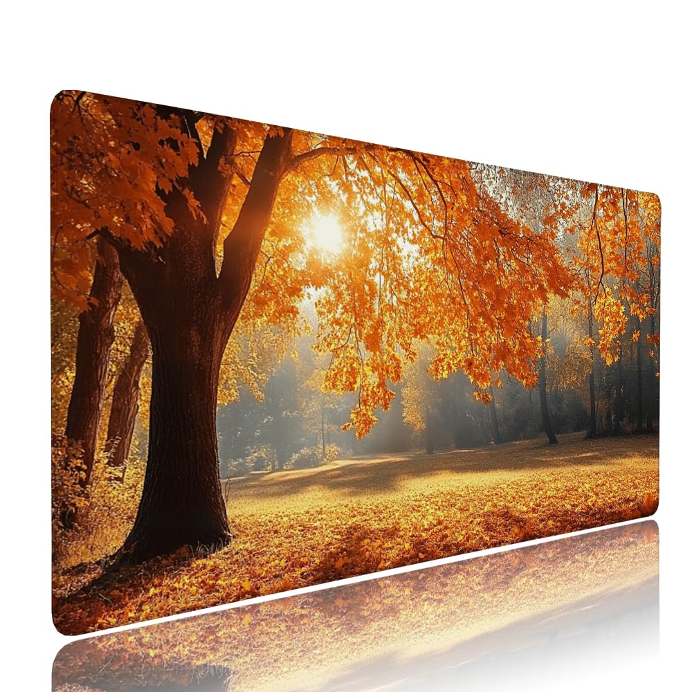 Alfombrilla de Mouse para Juegos, Giallo, XXL, Antideslizante, Impermeable, Diseño de Albero, Extendido, Grande, 1400x600x3mm, para PC, Laptop, Ufficio, Famiglia d-625