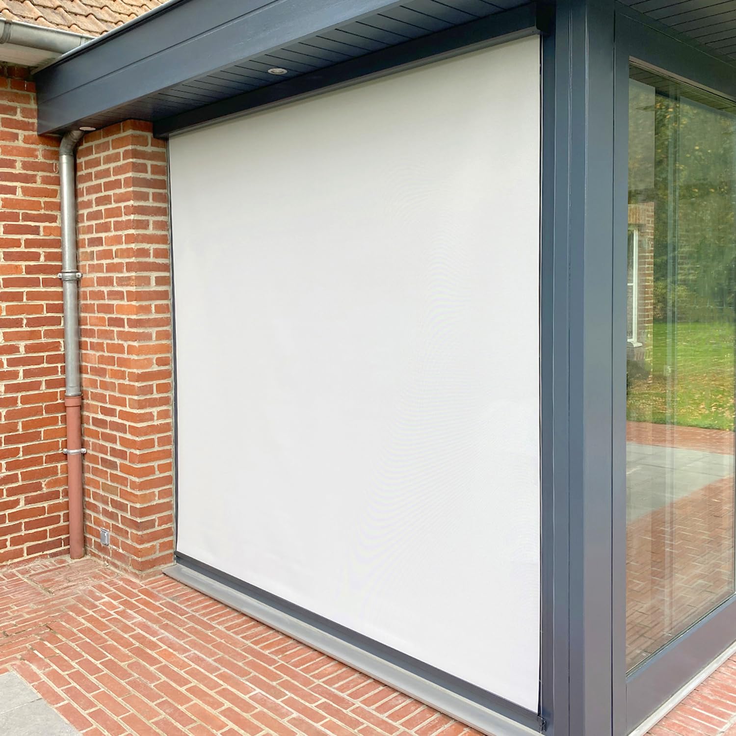 MADECOSTORE Tenda da sole motorizzata con interruttore – baule grigio – grigio chiaro – L210 x H300 cm