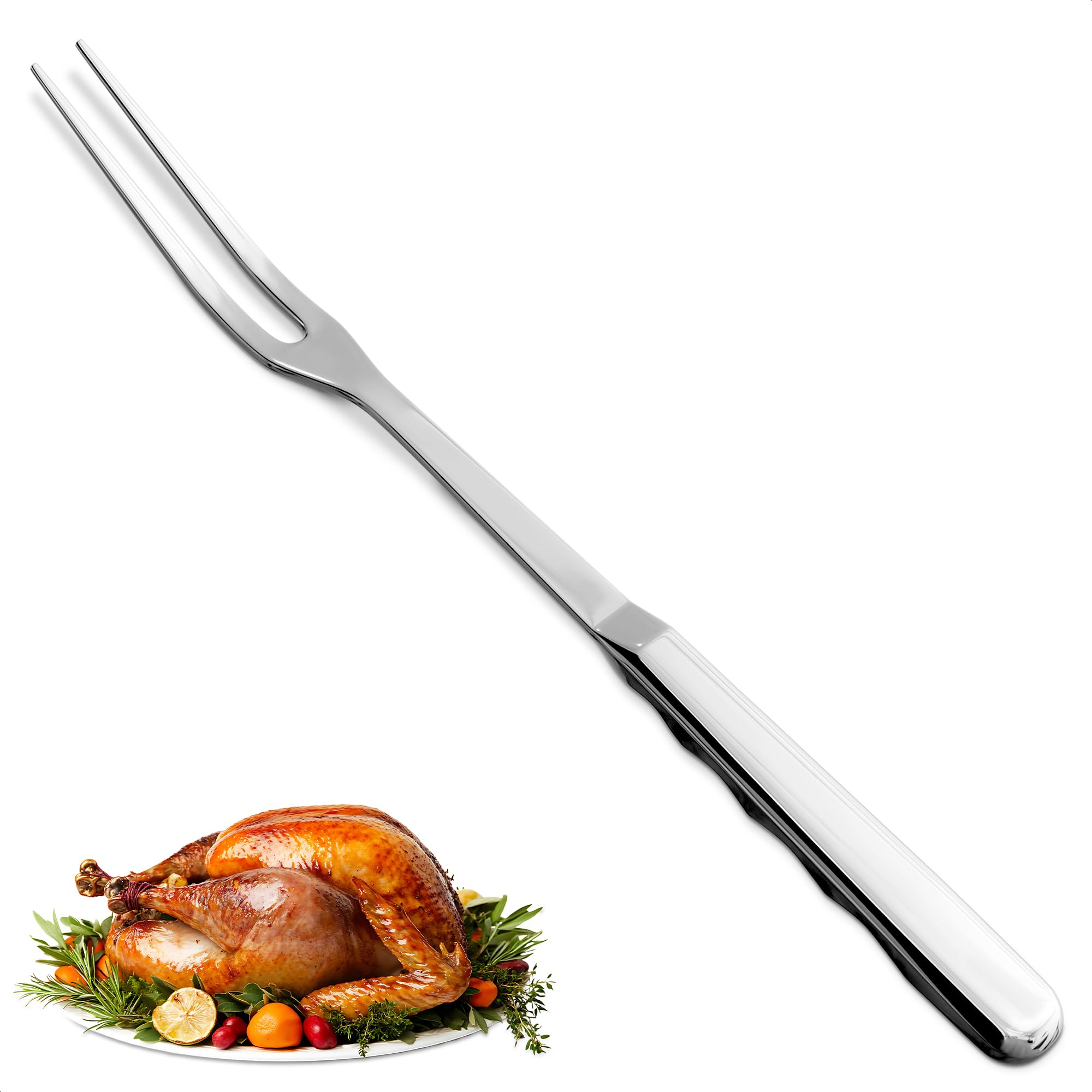 Meat Fork 2 Prongs – Carving Fork 11″ Stainless Steel Two-Prong with Polished Surface & Ergonomic Handle – Kitchen Utensil for BBQ Carving, Grilling Meat, Serving Roast and Everyday Cooking Tasks