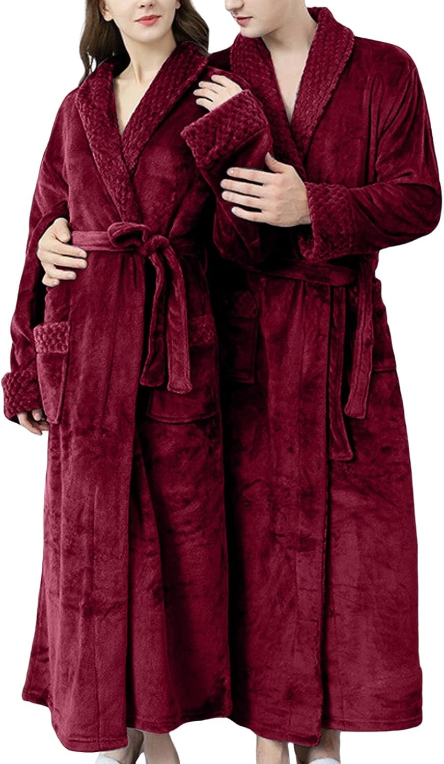 Mens and Womens Robe, Soft Warm Robe Couples Gifts His and Hers Robes Unisex Plush Adult Bathrobe for Bathroom