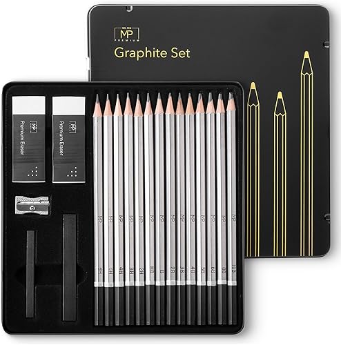 Mr. Pen - Lápices de dibujo para dibujar, 19 piezas, lápices de dibujo para dibujar con palitos de grafito, borradores y sacapuntas, lápices de