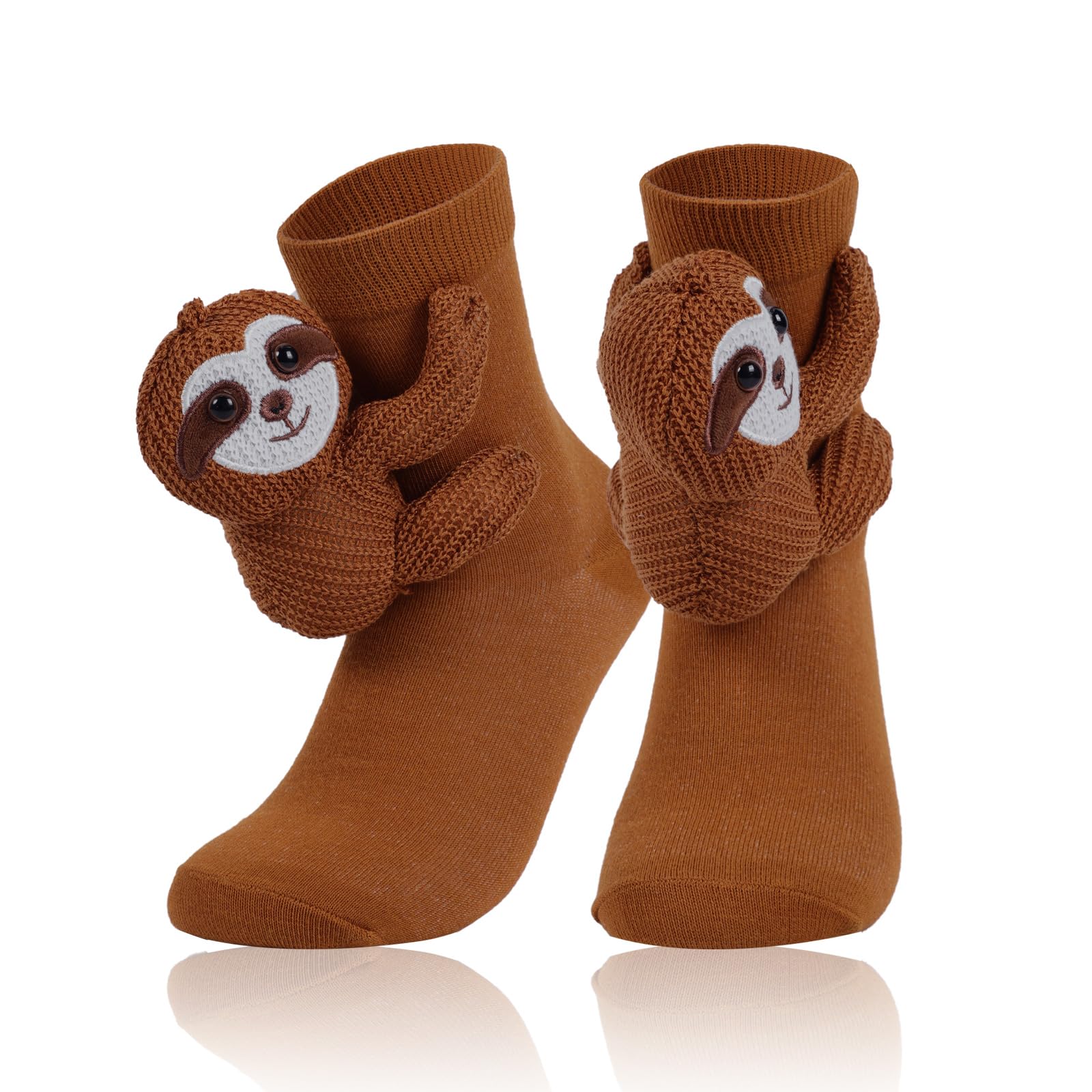 Risipu Women's Sloth 3D Knit Animal Socks Novelty Animal Hug Sock Hand Crocheted Warm Socks Funny Cute Christmas Socks Gifts For (Uk, Alpha, One Size, Regular, Regular, )