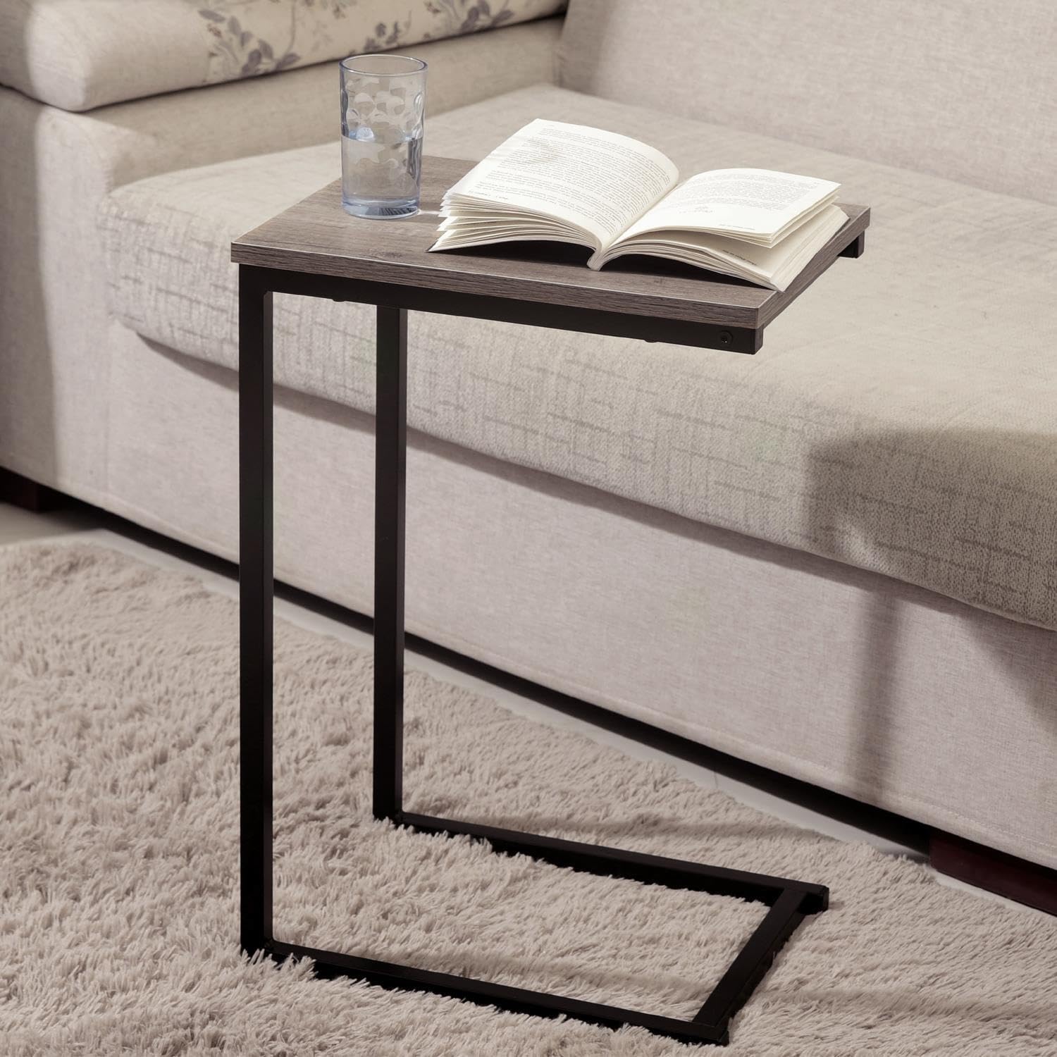 House Of Home Metal C-Shaped Rustic Side Table - Black