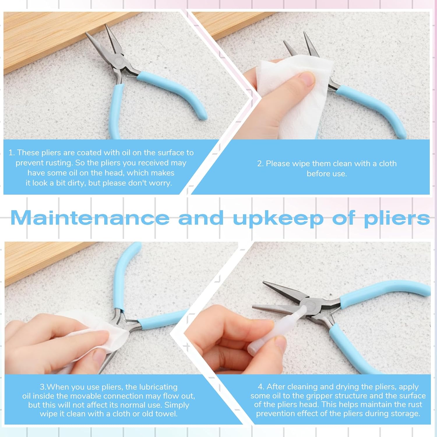 3 Pcs Needle Nose Pliers for Jewelry Making, 4.5 Inch Small Jewelry Pliers Mini Precision Chain Nose Plier for Jewellery Repair, Wire Wrapping, Crafts, Object Grasping (Blue)