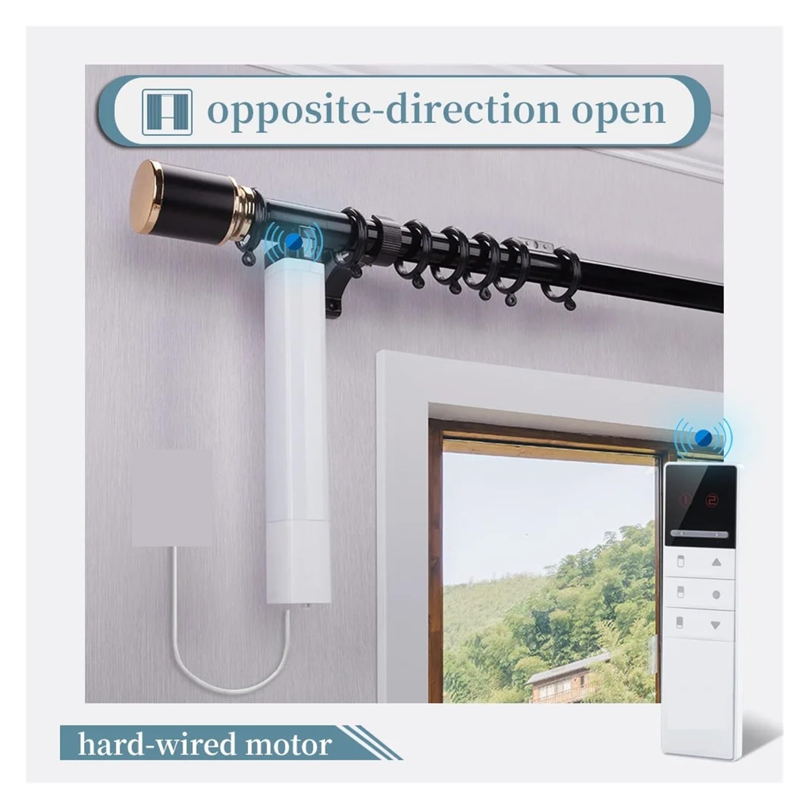 Barra De Riel Simple De Cortina Motorizada con Control Inteligente For Motor Wi-Fi O Recargable con Cable Superior con Ojal(Hard-Wired Model 4,1.5 m or Less)