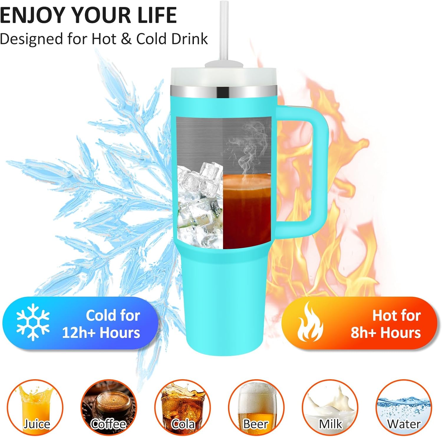 Fisherman Gift for Couples Tumblers Set, Best Catch of His Life Tumbler with Straw & Handle, 40 oz Stainless Steel Travel Mug for Newlyweds Engagement Wedding Bridal Shower Anniversary Presents - Image 4