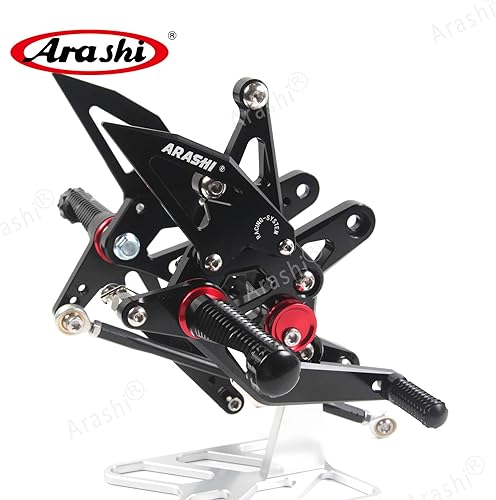 Miniatura 187 de Arashi reposapiés para motocicleta, accesorios ajustables, juego de reposapiés traseros Negro